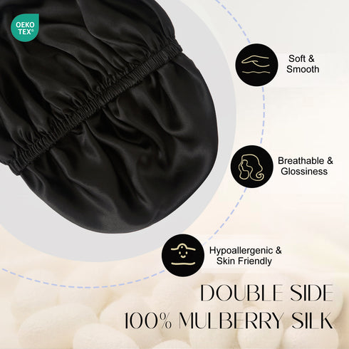 Double Layered 100% Silk Adjustable Sleep Cap